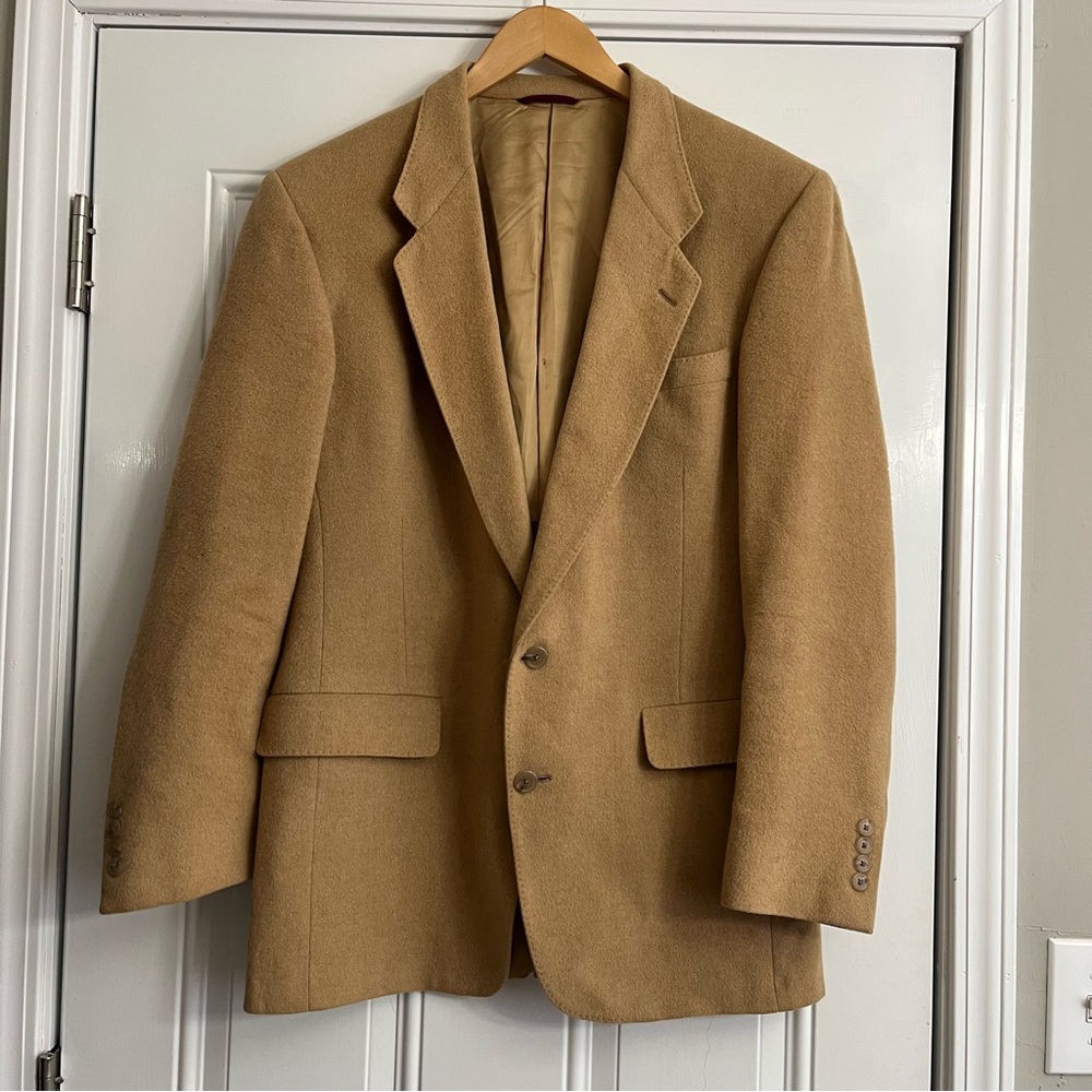 Vintage Hart Schaffner Marx Tan 100% Camel Hair Blazer Men’s 42L Union Made USA